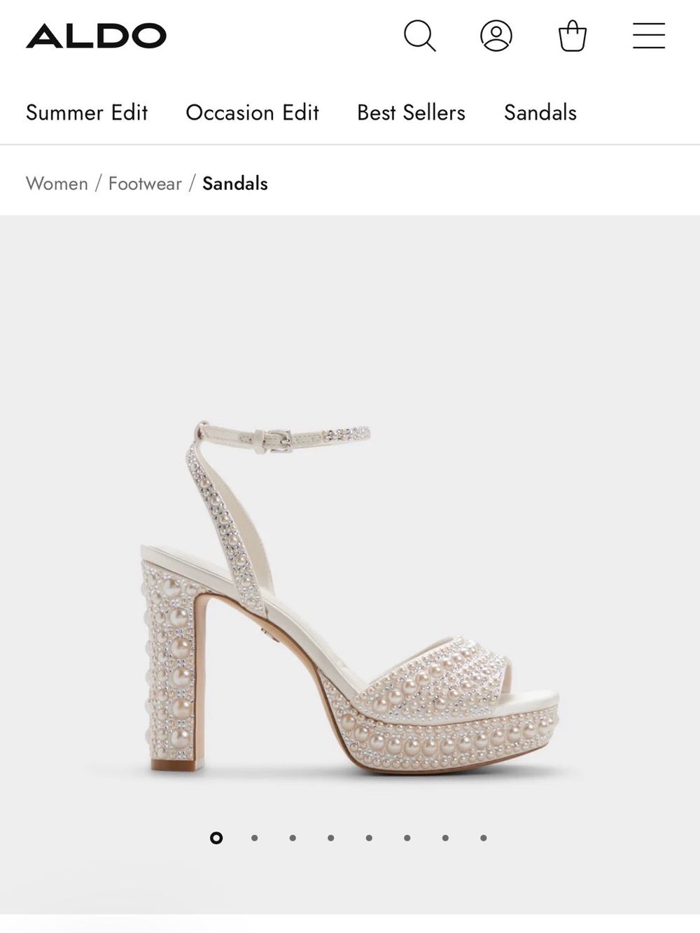 ALDO Ivory Pearl & Crystal Platform Heels